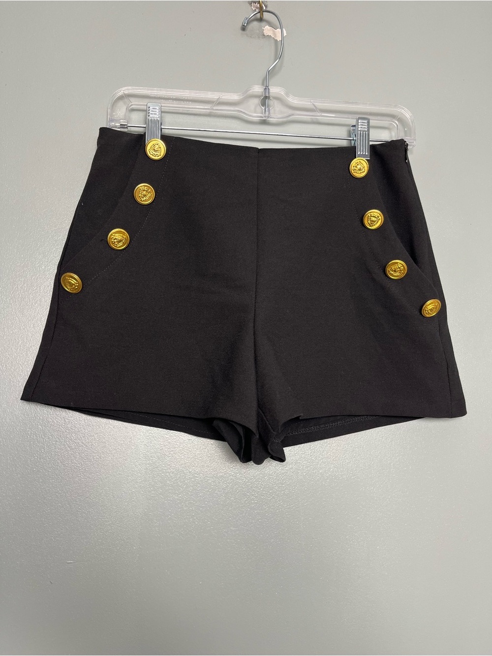 Aqua Twill Knot Button Shorts Black Nautical Cruise Sailor Preppy Women’s Size S